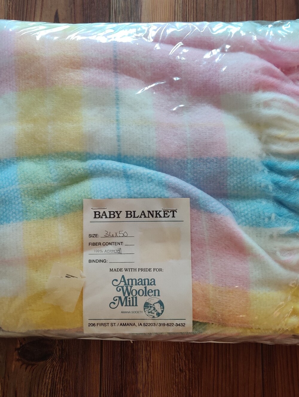Amana Wollen Mill Baby Blanket Pastel Blanket 35 X 50 Thin Throw Yellow Pink